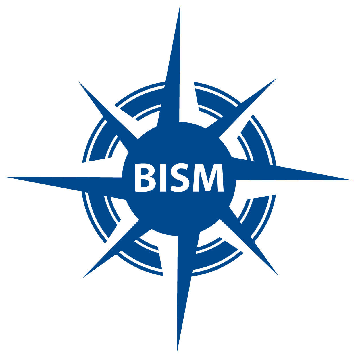 blue compass with BISM in center