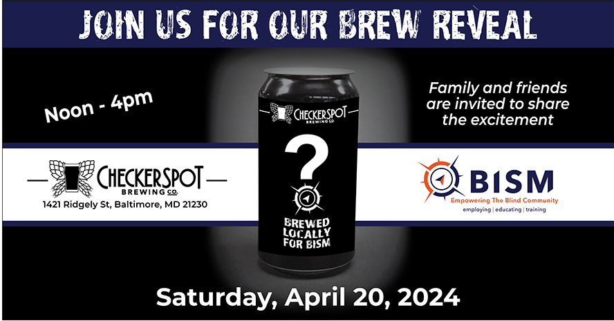 banner promoting BISM's beer reveal with Checkerspot Brewery on April 20, 2024