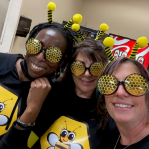 Jessica Normington, Kelly Perez and Nikki Jackson dressed as bumble bees