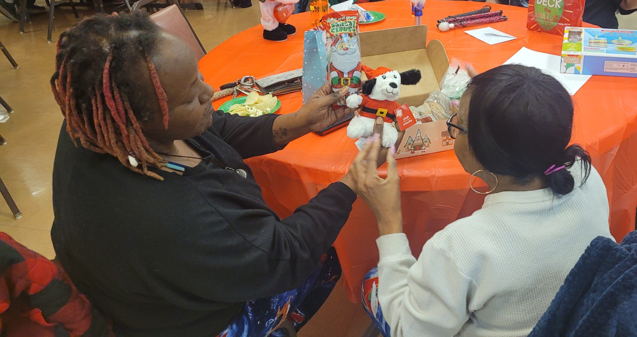 Seniors in Western Maryland getting to gether to do an arts and crafts project for the holidays.