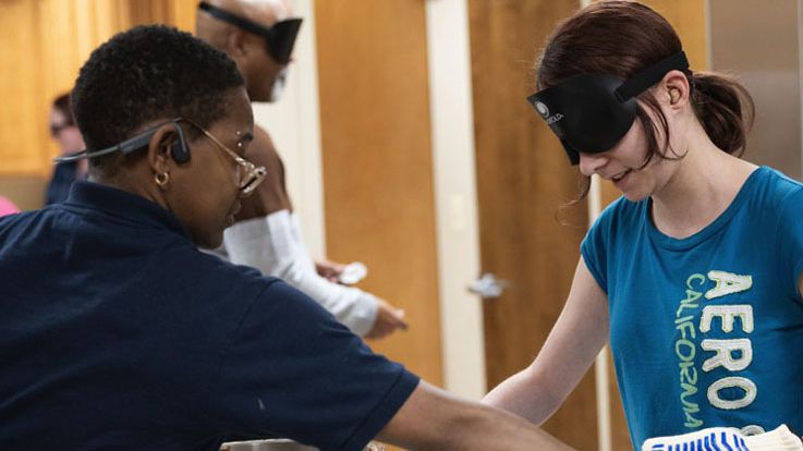 Students learning skills for the blind