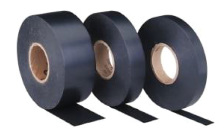 rolls of black electrical tape, one each of widths of 1-1/2 inch, 3/4 inch and 1/2 inch.