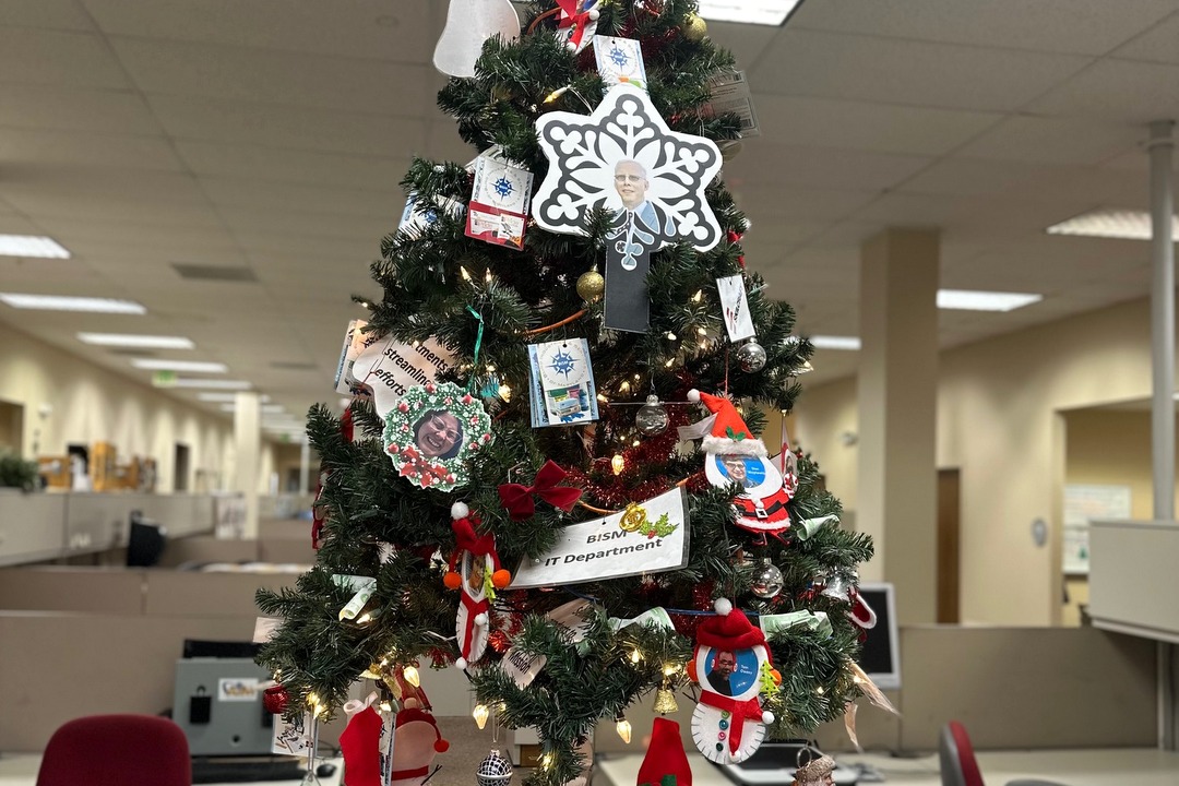 tree decorated by IT department