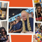 A collage of young people engaging in various activities: chatting, shopping, smiling in a group, and participating in what appears to be a community or school event. Diverse backgrounds are represented.